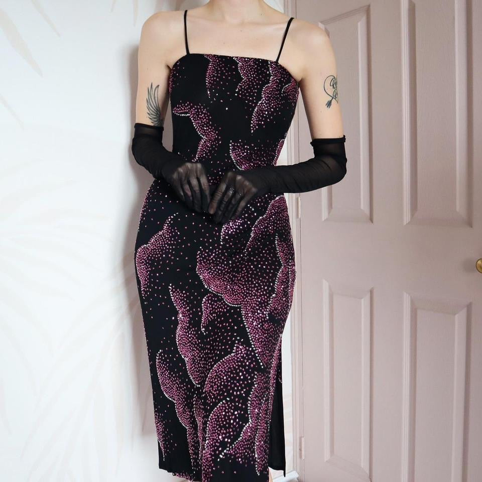 Black glittery midi evening dress UK 10