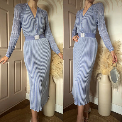 Medici powder blue knit midi dress uk 8-10