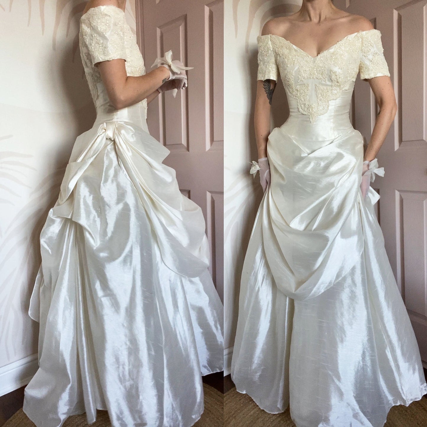 Dante Ronald Joyce off shoulder ivory wedding dress UK 10
