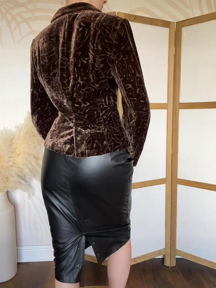 August Silk brown velvet evening jacket uk 12