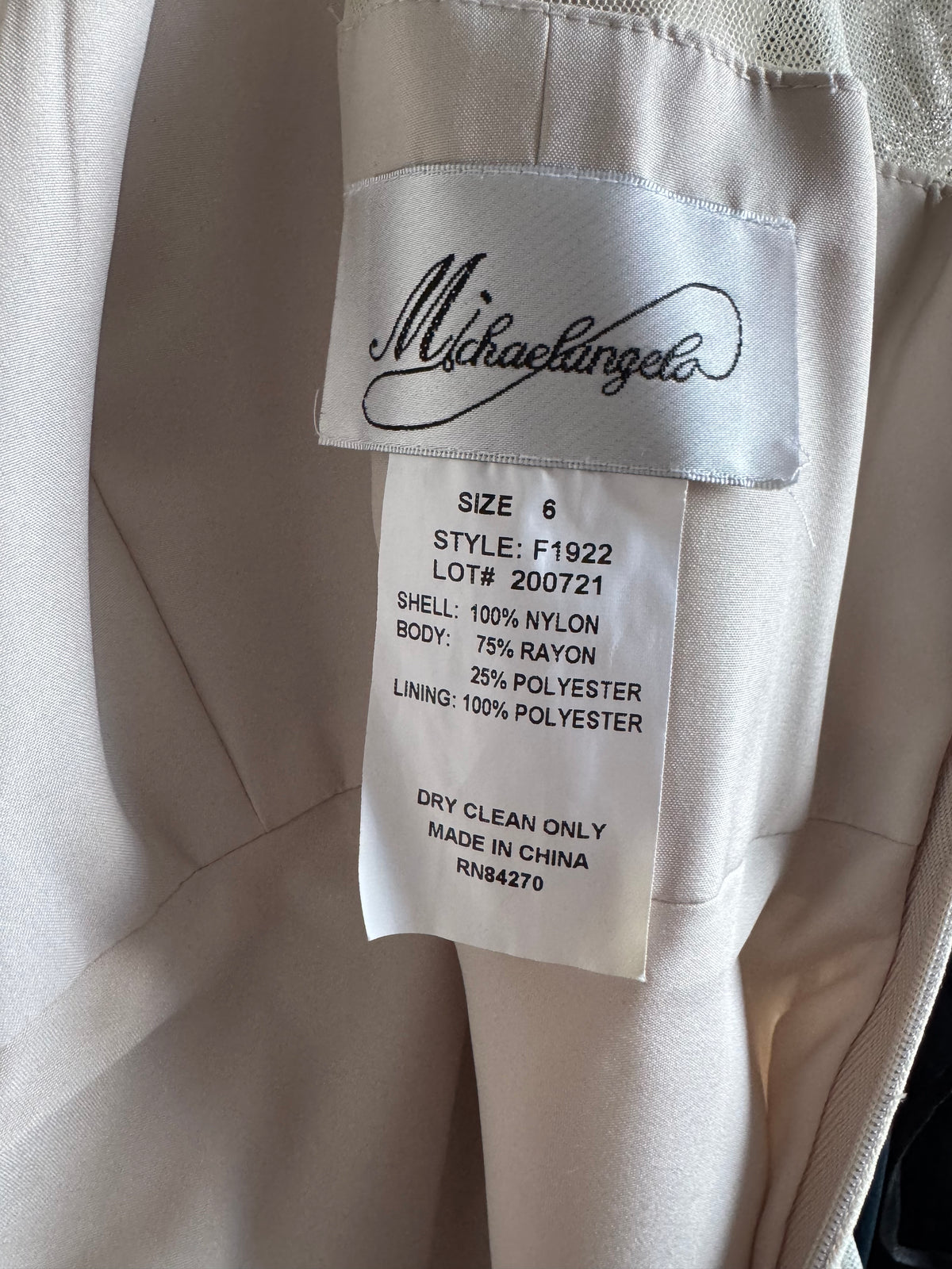 Champagne short sleeve evening dress uk 8-10