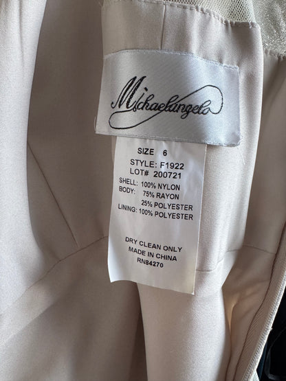 Champagne short sleeve evening dress uk 8-10