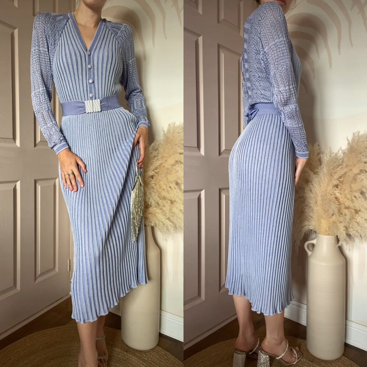 Medici powder blue knit midi dress uk 8-10