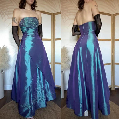 Aqua iridescent strapless a-line prom dress uk 10-12
