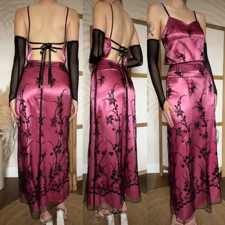 Yve London pink 2-piece top & skirt set uk 8