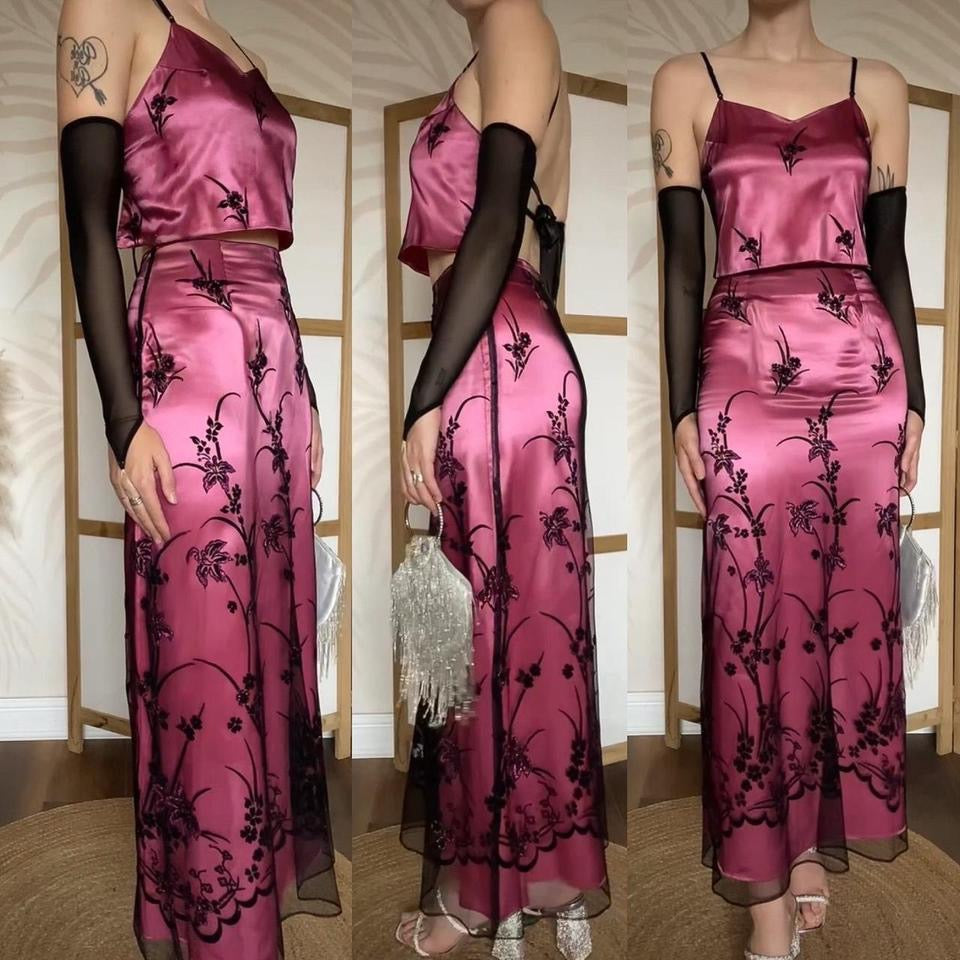 Yve London pink 2-piece top & skirt set uk 8