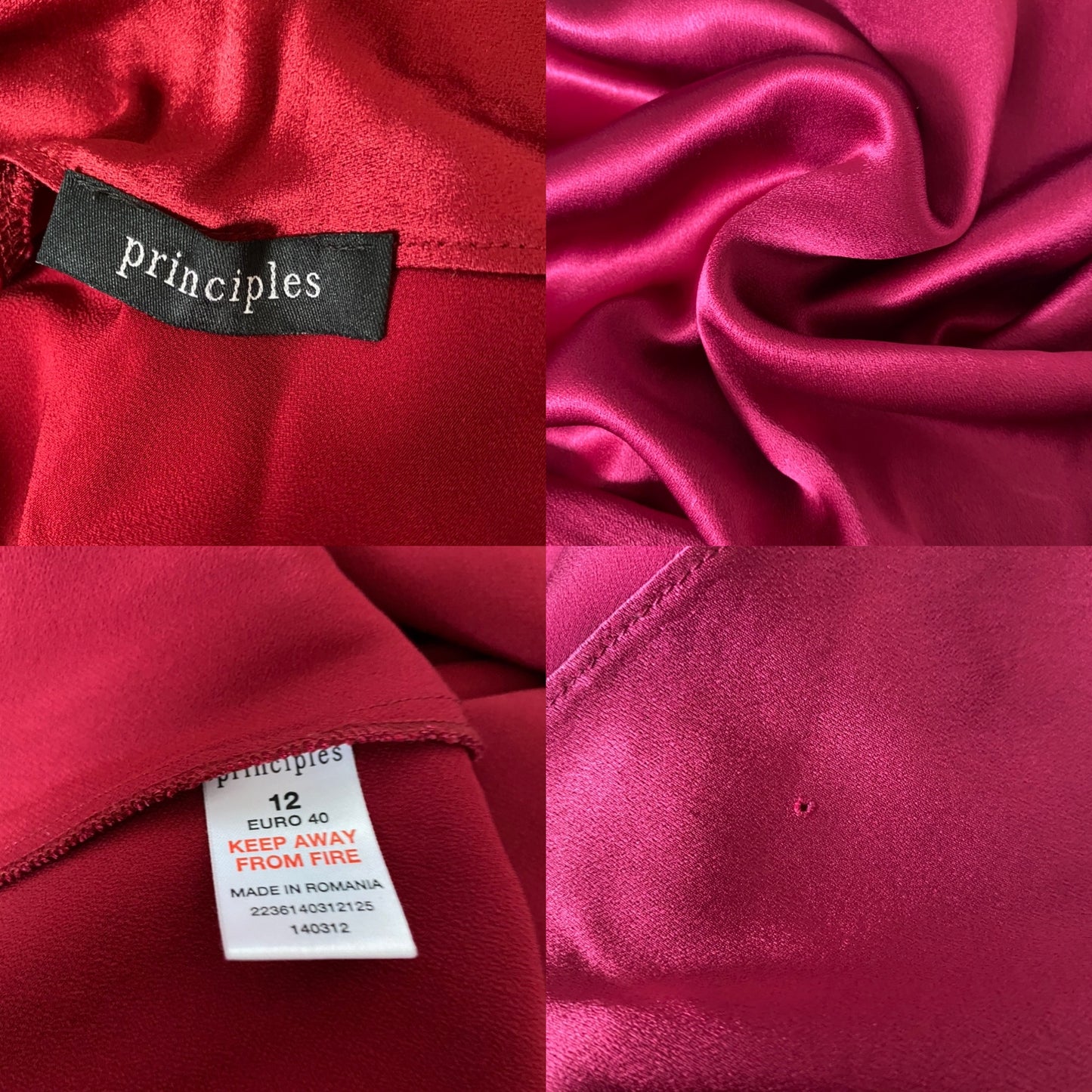 Red silky slip dress with draped back UK 12