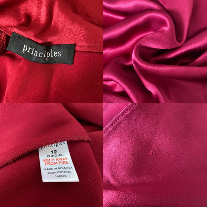 Red silky slip dress with draped back UK 12