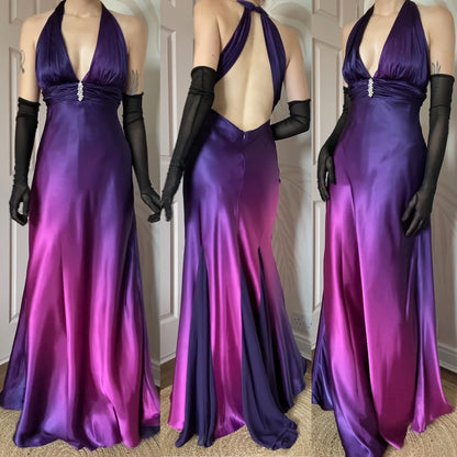 Betsy & Adam pink & purple satin evening dress UK 14