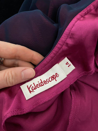 Purple cold shoulder evening dress UK 14