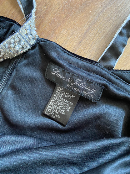 Dave & Johnny black velvet evening dress UK 10