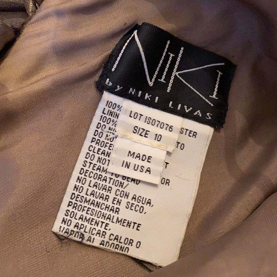 Shimmery Niki Livas silver evening gown UK 10