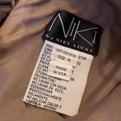 Shimmery Niki Livas silver evening gown UK 10