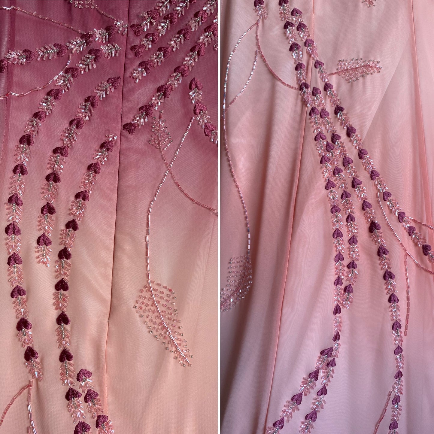 Jora peach & purple ombré beaded prom dress UK 12