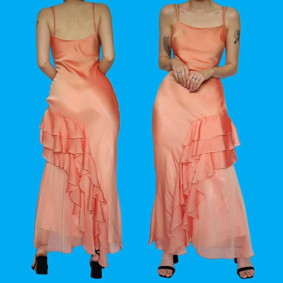 YVE London peach evening dress & shawl UK S