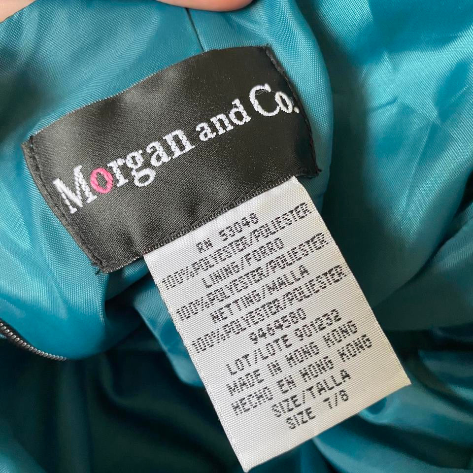 Morgan & Co teal halter neck evening dress UK 10