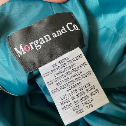 Morgan & Co teal halter neck evening dress UK 10