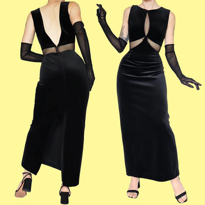 Frank Usher velvet sheer evening dress UK 12-14