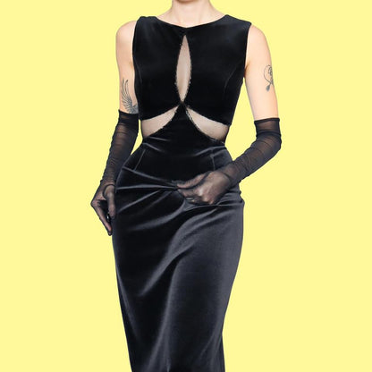 Frank Usher velvet sheer evening dress UK 12-14