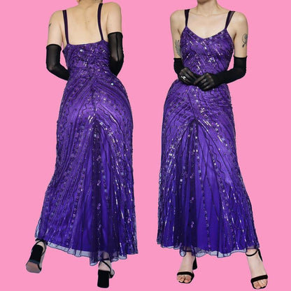Purple sequin evening dress UK 10