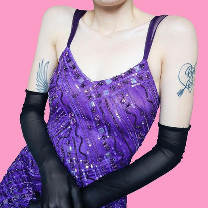 Purple sequin evening dress UK 10
