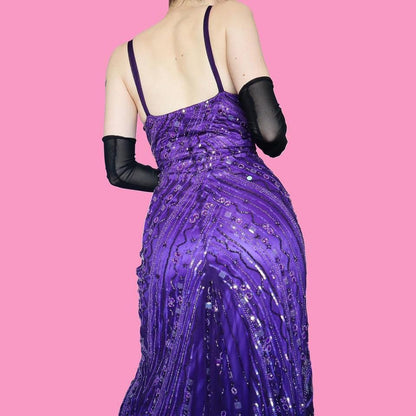 Purple sequin evening dress UK 10