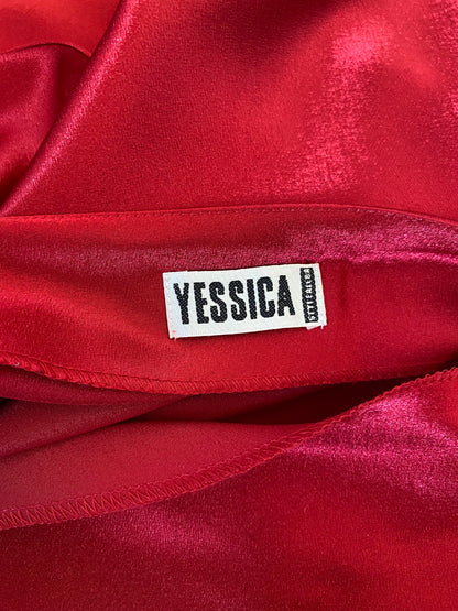 Yessica red satin slip dress UK 10
