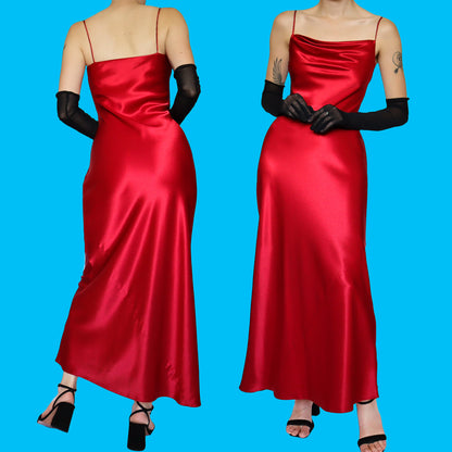 Yessica red satin slip dress UK 10
