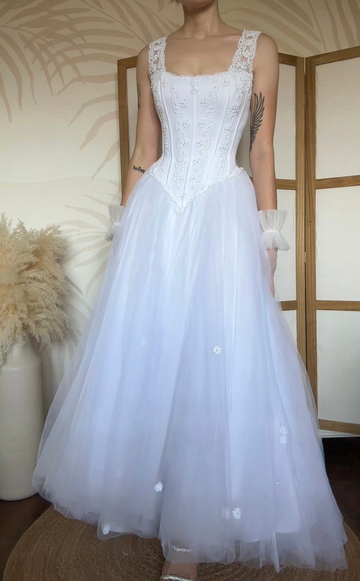 Bright white fit & flare wedding dress uk 10