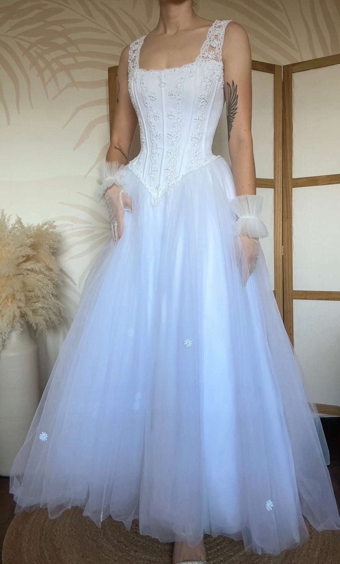 Bright white fit & flare wedding dress uk 10