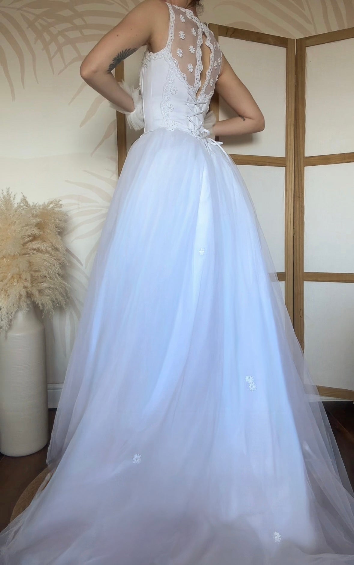 Bright white fit & flare wedding dress uk 10