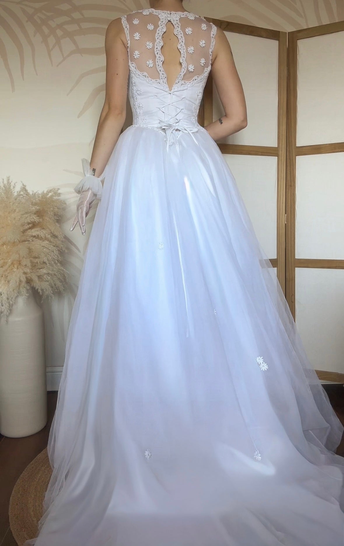 Bright white fit & flare wedding dress uk 10