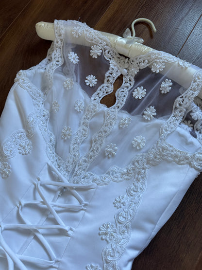 Bright white fit & flare wedding dress uk 10