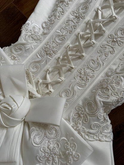 Ivory off shoulder 80s wedding dress uk 8-10 & uk 10-12 (shorter) available