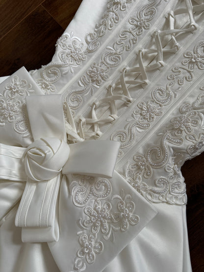 Ivory off shoulder 80s wedding dress uk 8-10 & uk 10-12 (shorter) available