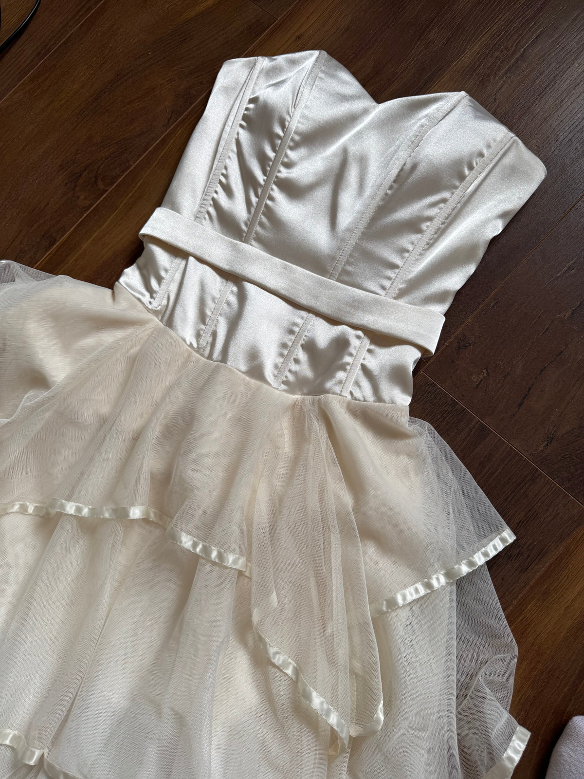 Cream strapless evening dress uk 8-10