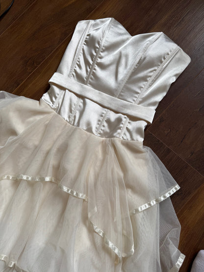 Cream strapless evening dress uk 8-10