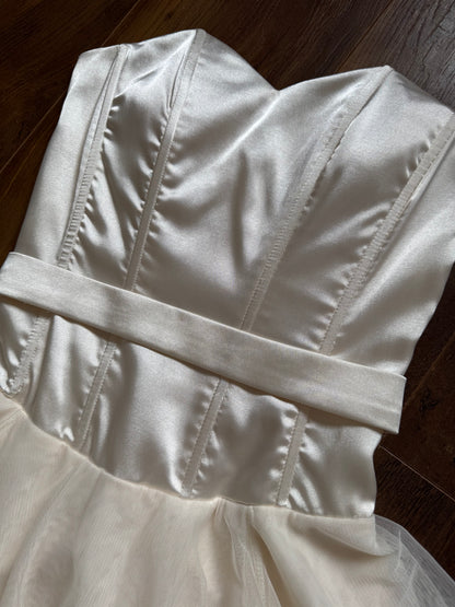 Cream strapless evening dress uk 8-10
