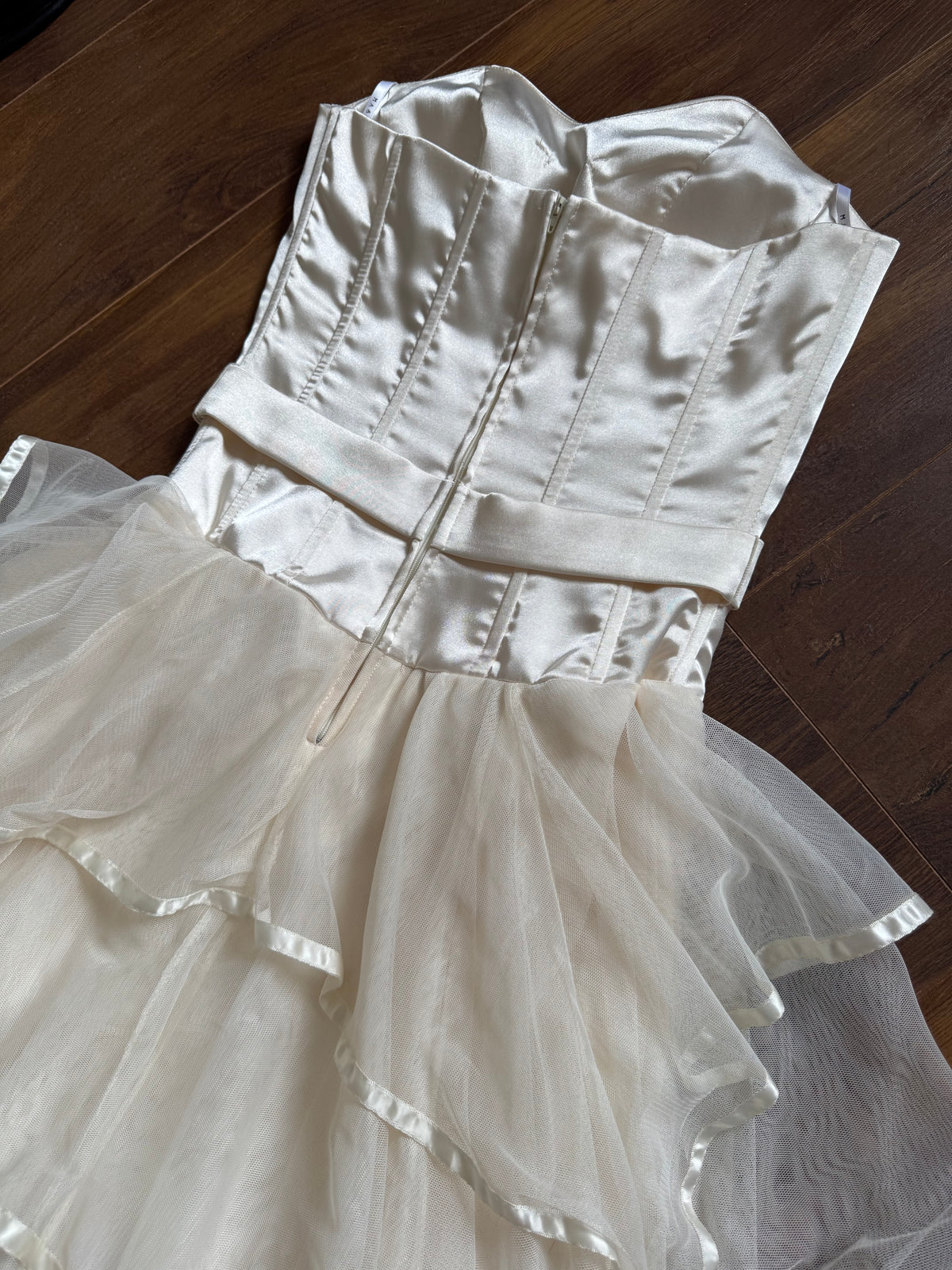 Cream strapless evening dress uk 8-10