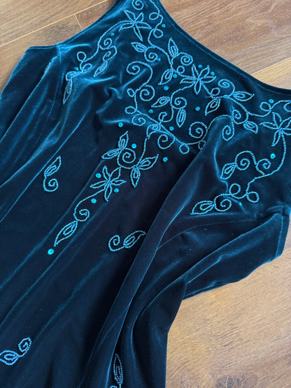 Gina Bacconi teal velvet dress uk 16