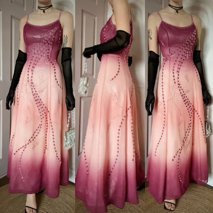 Jora peach & purple ombré beaded prom dress UK 12