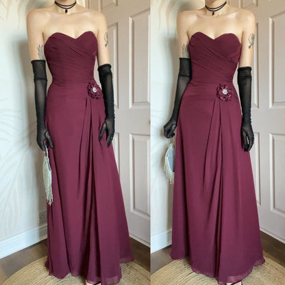 Burgundy Romantica strapless evening dress UK 8-10