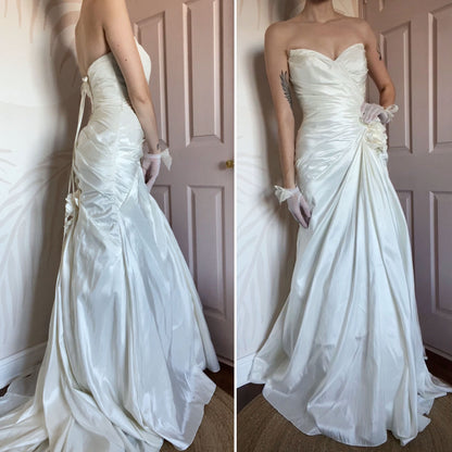 Draped strapless Veromia wedding gown UK 12