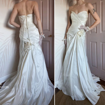 Draped strapless Veromia wedding gown UK 12