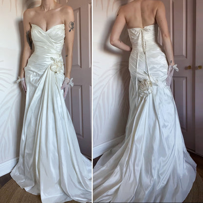 Draped strapless Veromia wedding gown UK 12