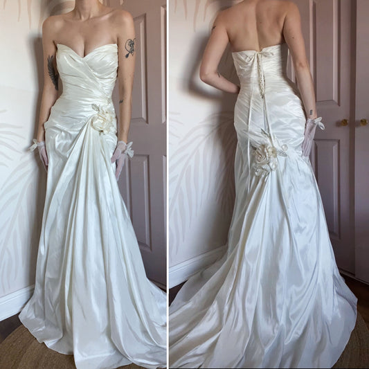 Draped strapless Veromia wedding gown UK 12