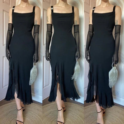 Black chiffon evening dress UK 12