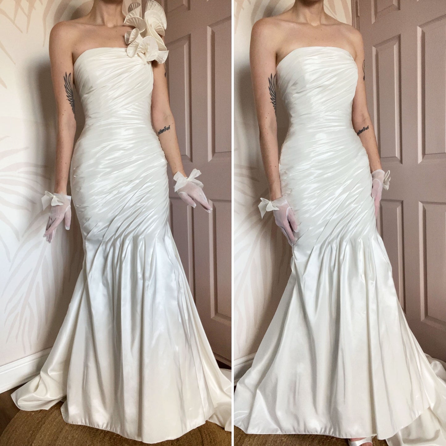 Victoria Jane silky white fishtail wedding dress UK 12-14