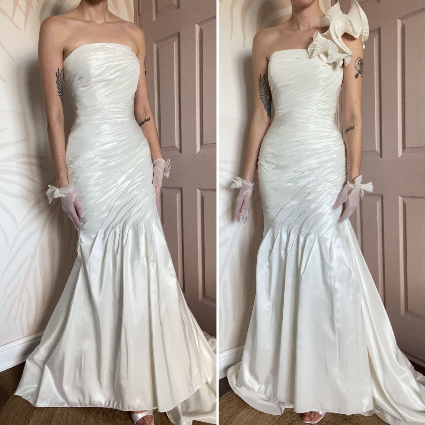 Victoria Jane silky white fishtail wedding dress UK 12-14