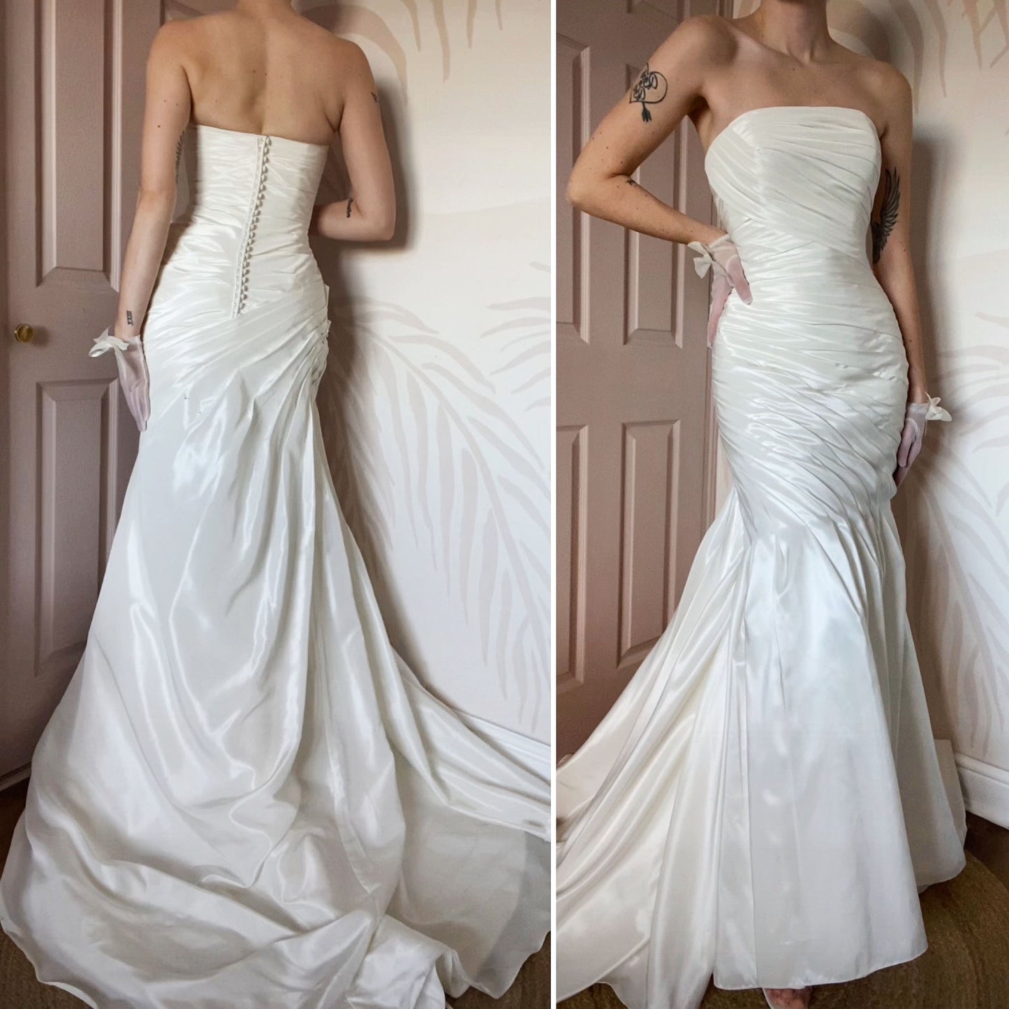 Victoria Jane silky white fishtail wedding dress UK 12-14